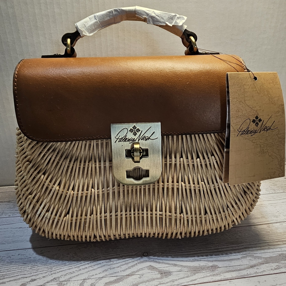 Patricia Nash Brown Leather and Wicker Handbag